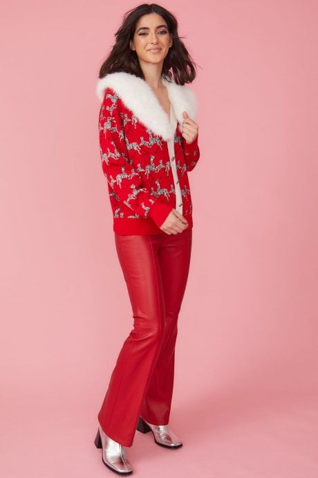 JAYLEY Zebra Design Cashmere And Banana Peel Sustainable Cardigan