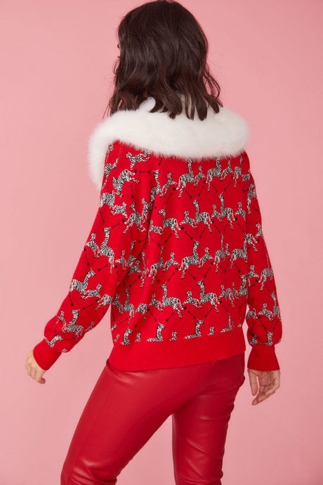 JAYLEY Zebra Design Cashmere And Banana Peel Sustainable Cardigan