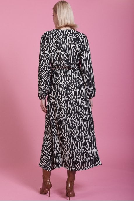 JAYLEY Zebra Print Belted Maxi Dress