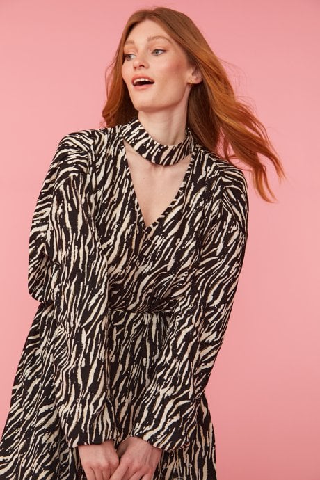 JAYLEY Zebra Print Belted Mini Dress