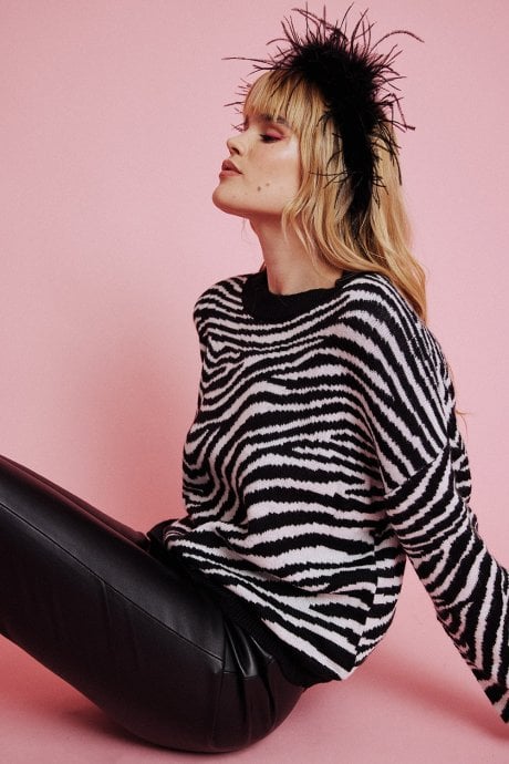 JAYLEY Zebra Print Cashmere Sweater