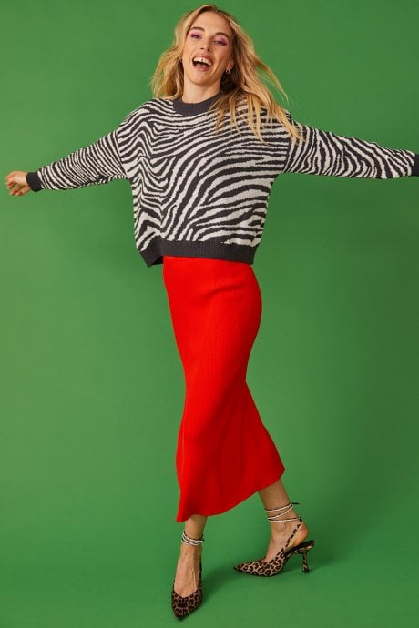 JAYLEY Zebra Print Cashmere Sweater