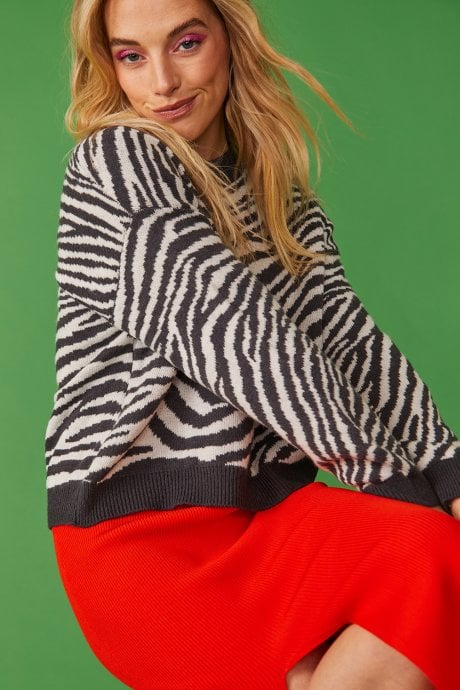 JAYLEY Zebra Print Cashmere Sweater