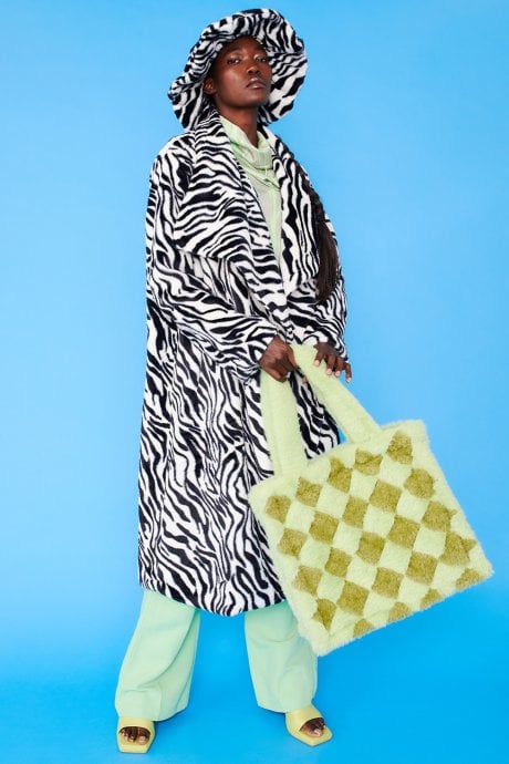 JAYLEY Zebra Print Faux Fur Oversized Hat