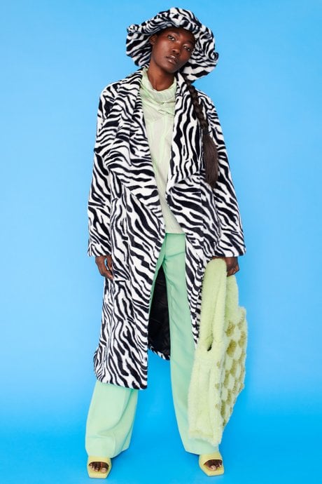 JAYLEY Zebra Print Faux Fur Oversized Hat