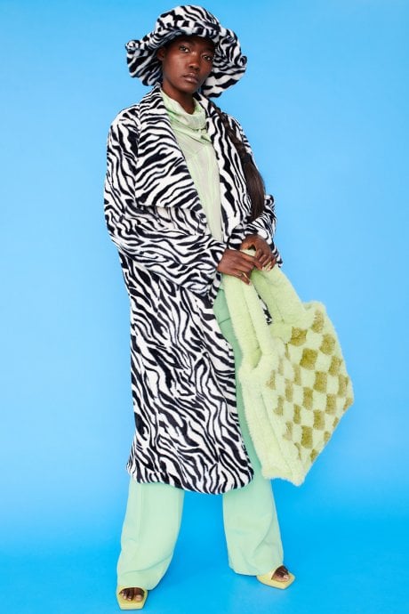 JAYLEY Zebra Print Faux Fur Oversized Hat