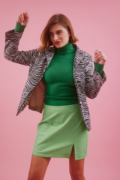 JAYLEY Zebra Print Faux Suede Zebra Print Jacket