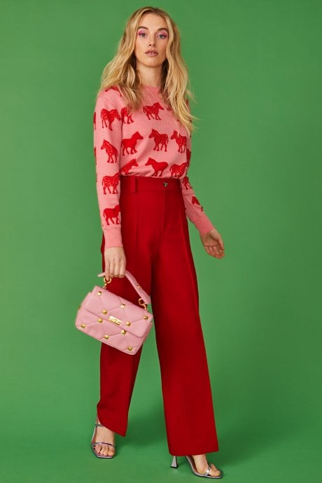 JAYLEY Zebra Print Jumper In Pink And Red