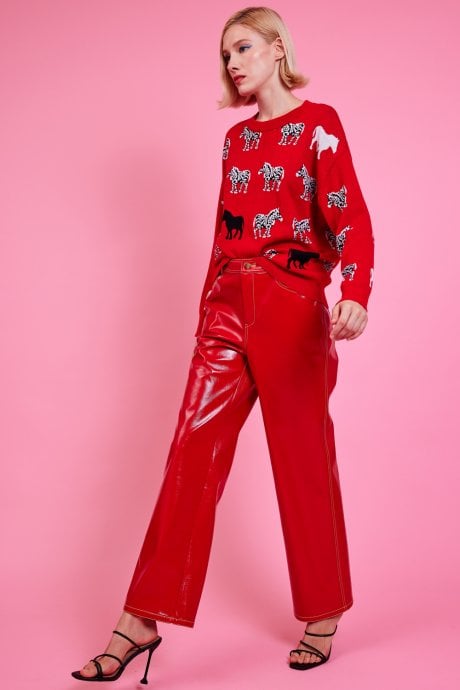 JAYLEY Zebra Print Jumper In Red