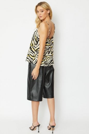 JAYLEY Zebra Print Linen Blend Zebra Print Top
