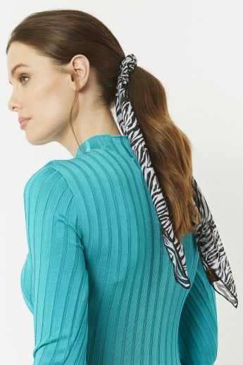 JAYLEY Zebra Print Silk Blend Hair Scarf