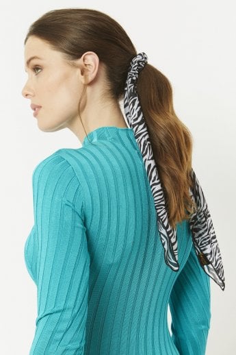 JAYLEY Zebra Print Silk Blend Hair Scarf