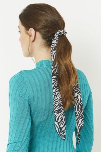 JAYLEY Zebra Print Silk Blend Hair Scarf