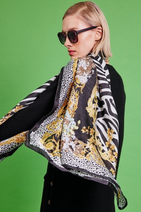 JAYLEY Zebra Print Silk Blend Multiway Sarong Wrap