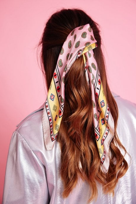 Pink Silk Blend Hair Scarf
