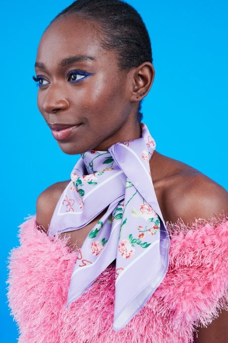 Purple Abstract Silk Scarf