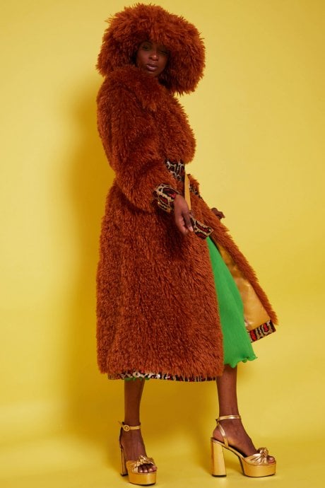 Tan Knitted Bamboo And Mongolian Coat