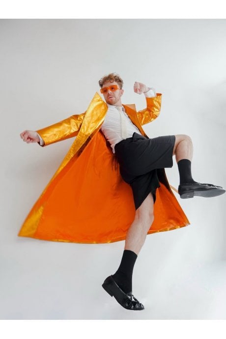 The Metallic Orange Faux Leather Luke Trench Coat