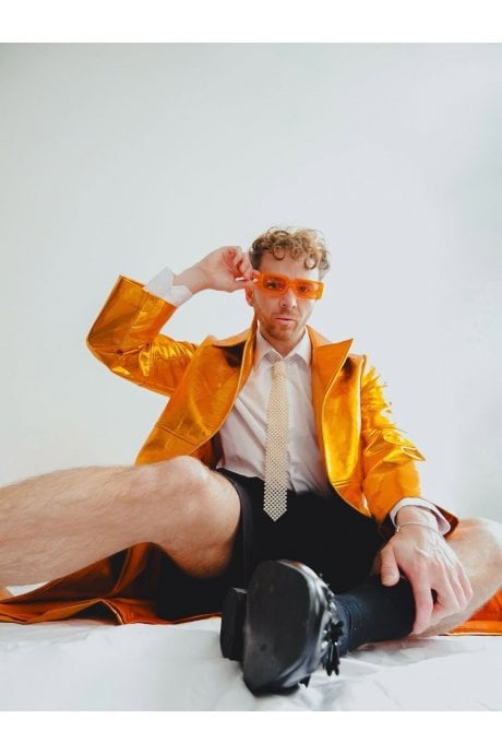 The Metallic Orange Faux Leather Luke Trench Coat