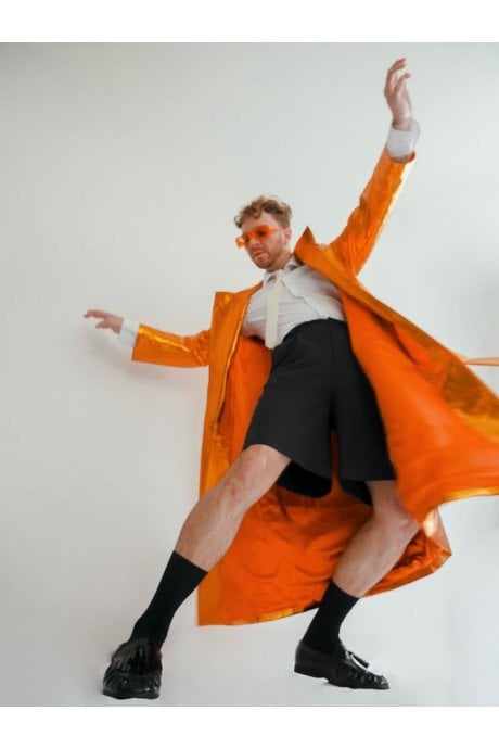 The Metallic Orange Faux Leather Luke Trench Coat