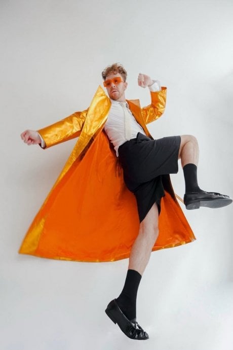 The Metallic Orange Faux Leather Luke Trench Coat