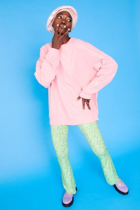 Tie-Dye Beret In Pink And White