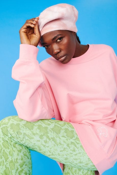 Tie-Dye Beret In Pink And White