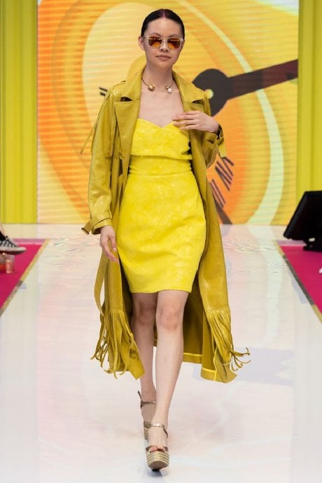 Yellow Faux Suede Tasseled Trench Coat