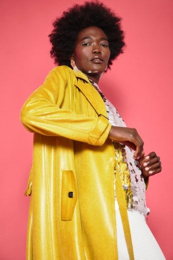 Yellow Faux Suede Tasseled Trench Coat