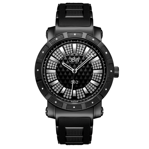 jbw 562 jb 6225 k black ion black silicone diamond watch