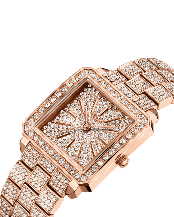 Jbw Cristal Square J6386b Womens Rose Gold Diamond Watch