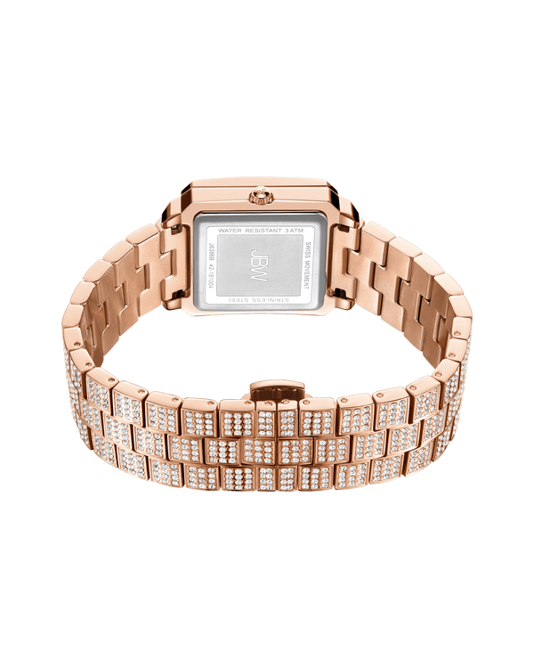 Jbw Cristal Square J6386b Womens Rose Gold Diamond Watch