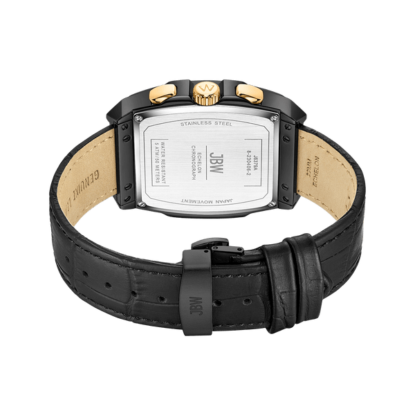 Jbw Echelon J6379a Two Tone Gold Black Leather Diamond Watch
