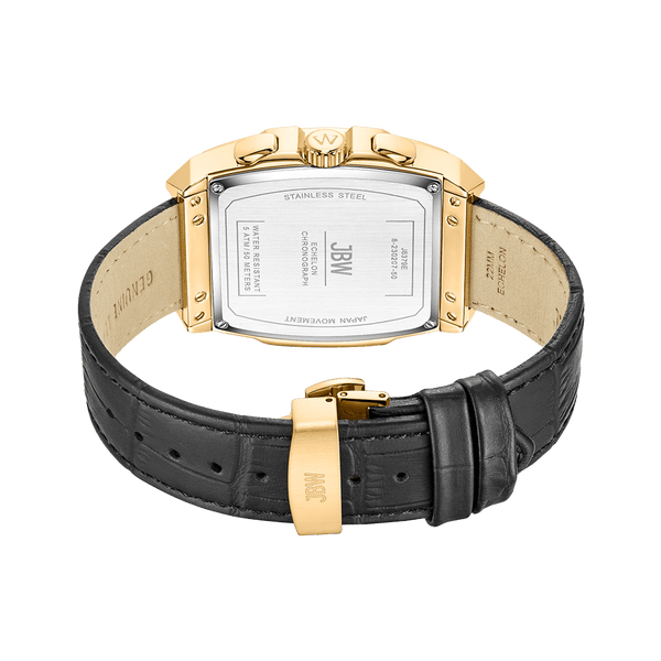 Jbw Echelon J6379e Gold Black Leather Diamond Watch