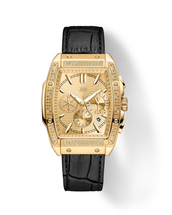 jbw echelon j6379e gold black leather diamond watch