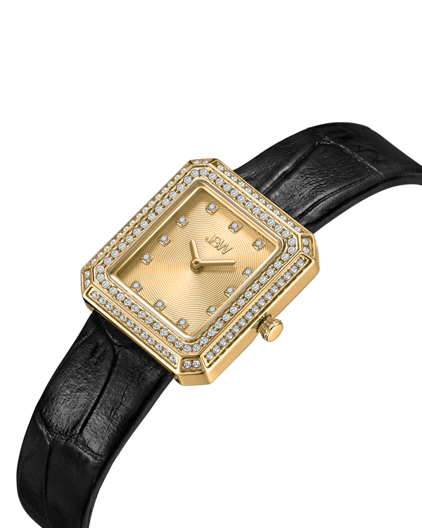 Jbw Arc Leather J6390la Gold Diamond Watch