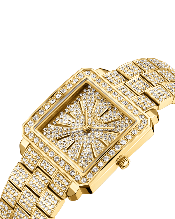 Jbw Cristal Square J6386a Womens Gold Diamon Watch
