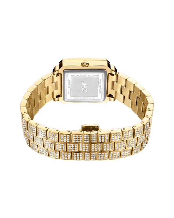 Jbw Cristal Square J6386a Womens Gold Diamon Watch