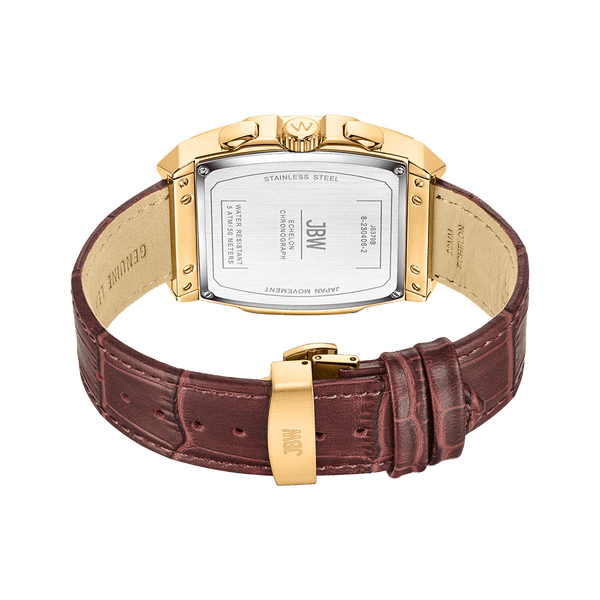 Jbw Echelon J6379b Gold Red Leather Diamond Watch