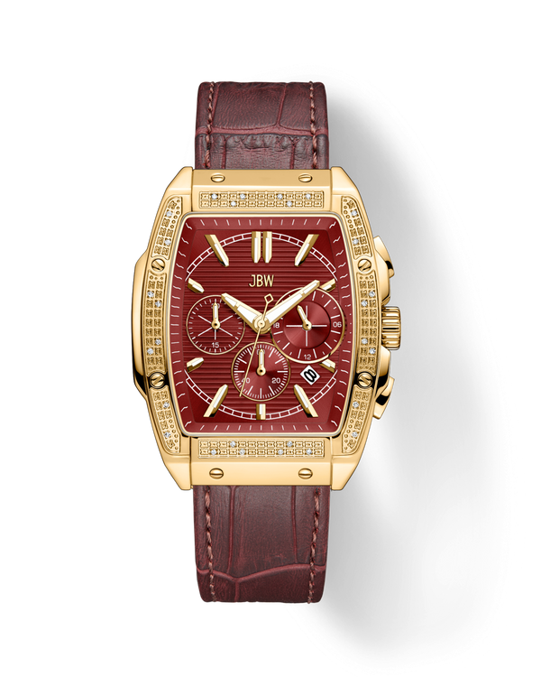 jbw echelon j6379b gold red leather diamond watch