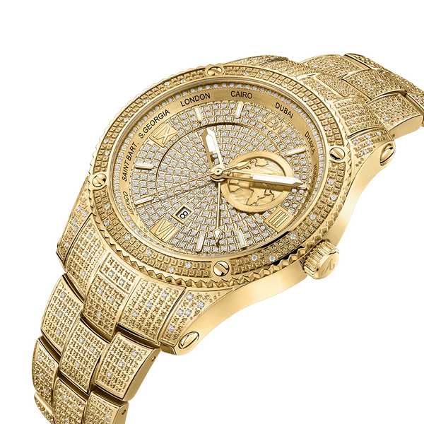 Jbw Jetsetter Gmt J6370a Gold Diamond Watch