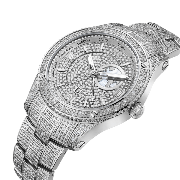 Jbw Jetsetter Gmt J6370b Stainless Steel Diamond Watch