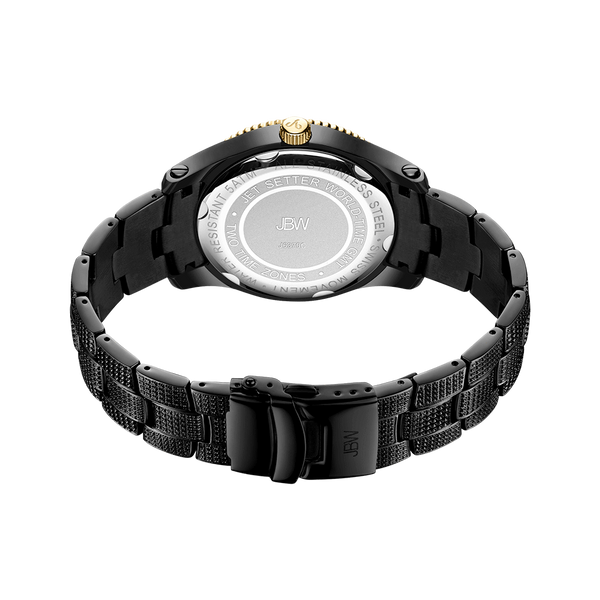 Jbw Jetsetter Gmt J6370c Two Tone Gold Black Ion Diamond Watch