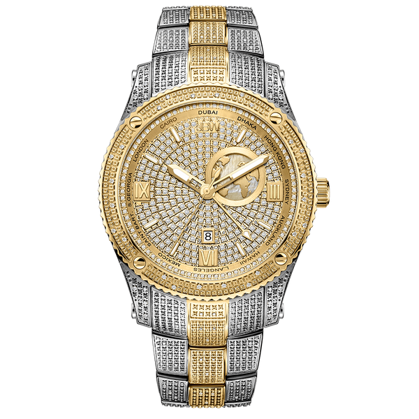 jbw jetsetter gmt j6370d two tone gold stainless steel diamond watch