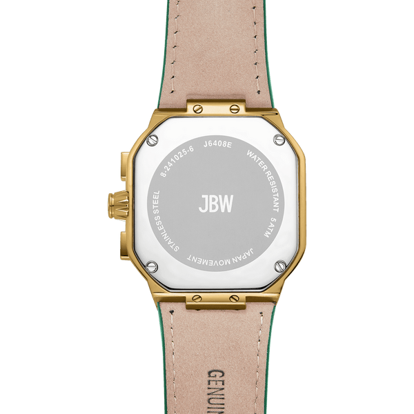 Orion J6408e Green Leather Gold Diamond Watch
