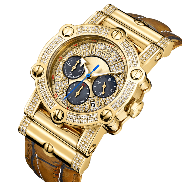 Jbw Phantom Jb 6215 10c Stainless Steel Brown Leather Diamond Watch