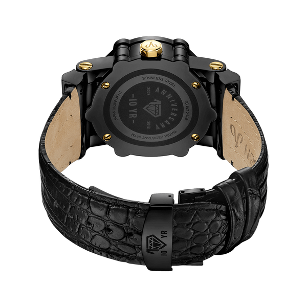 Jbw Phantom Jb 6215 10b Stainless Steel Black Leather Diamond Watch