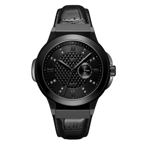 jbw saxon 48 j6373d gunmetal black leather diamond watch