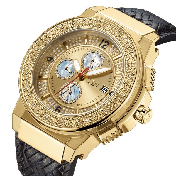 Jbw Saxon Jb 6101l E Gold Brown Leather Diamond Watch