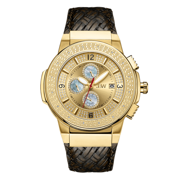 jbw saxon jb 6101l e gold brown leather diamond watch